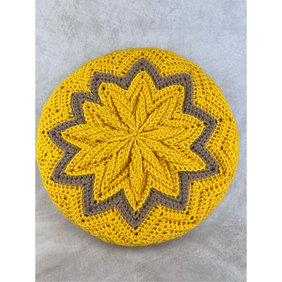 Vintage Mod Afghan Crochet Pillow 1970s - Picture 2 of 5